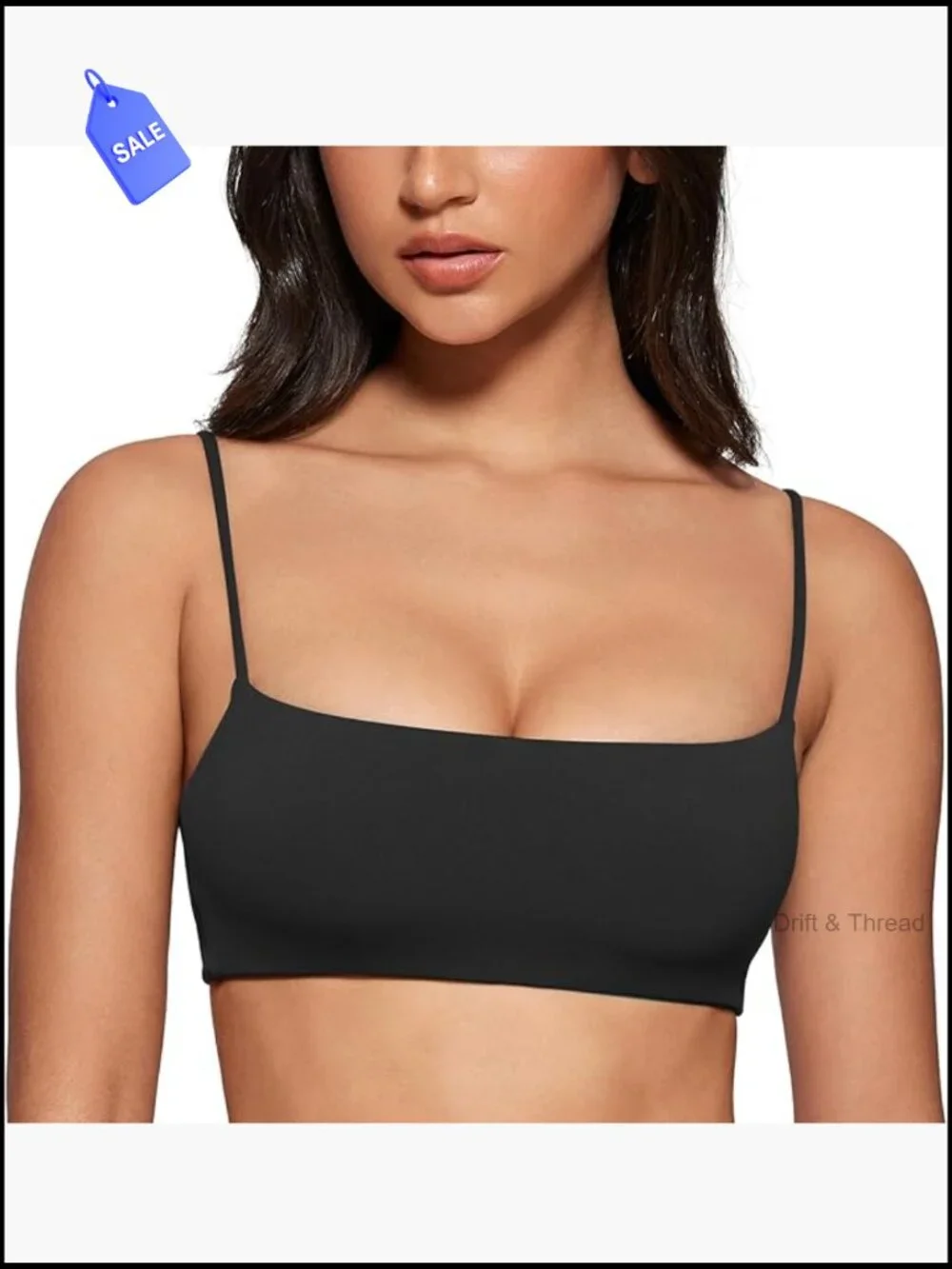 Square Neck Sports Bra Spaghetti Strap Padded Cami Yoga Wireless Workout Crop